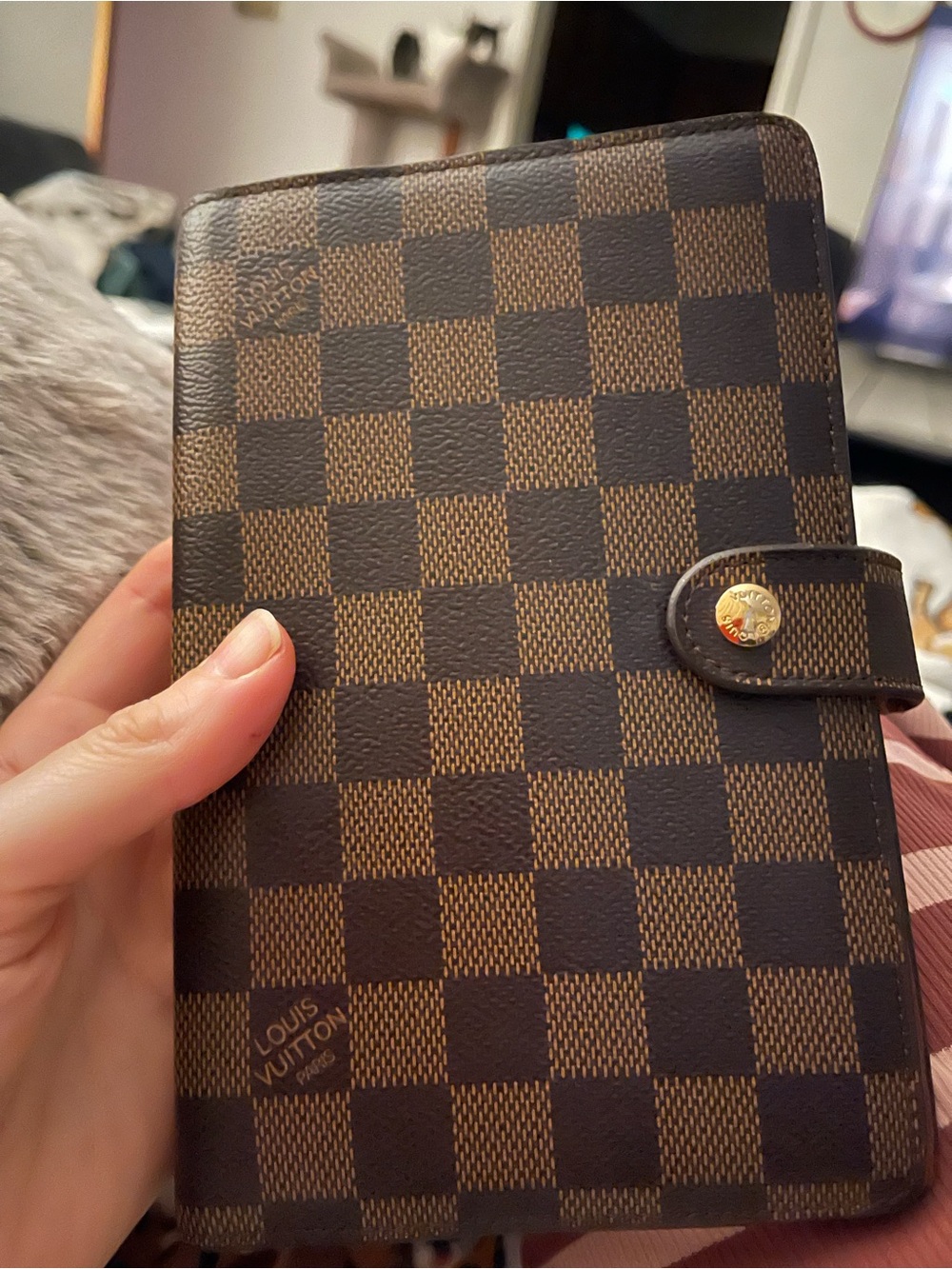 Designer Logo brown checkered planner